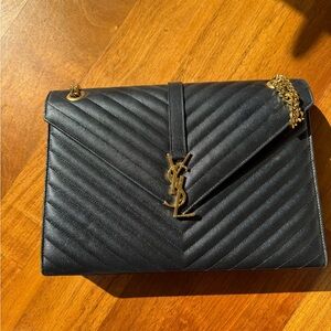 Yves Saint Laurent Black Chevron Shoulder Bag